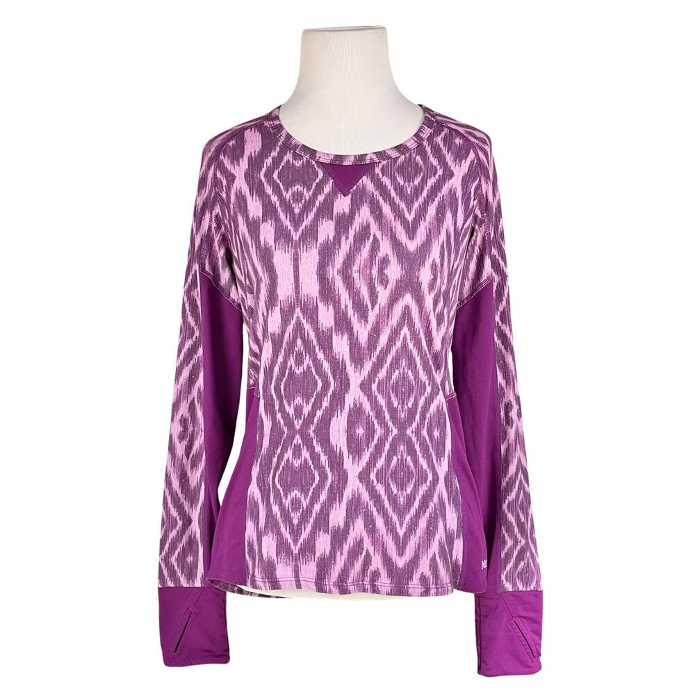 MARMOT Lightweight Lana Long-Sleeve Crew Pullover Pink/Purple Ikat Size S